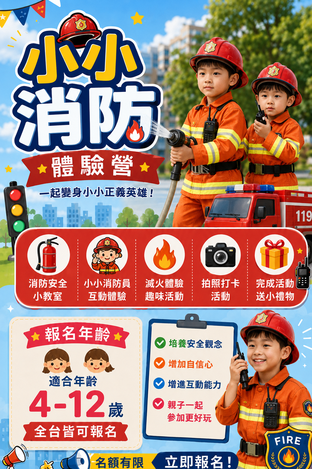 小小消防體驗營活動海報